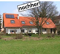 fertig aufgestockte Haus